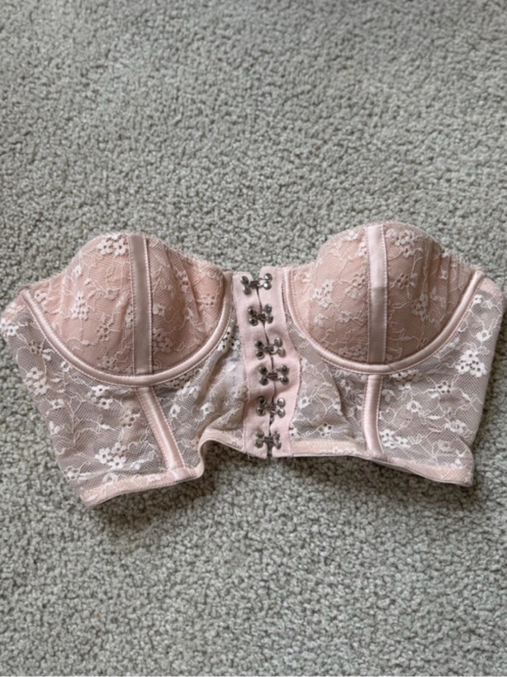 Fashion Nova Strapless Lace Longline Bustier - Blush y2k sexy back zip up y2k